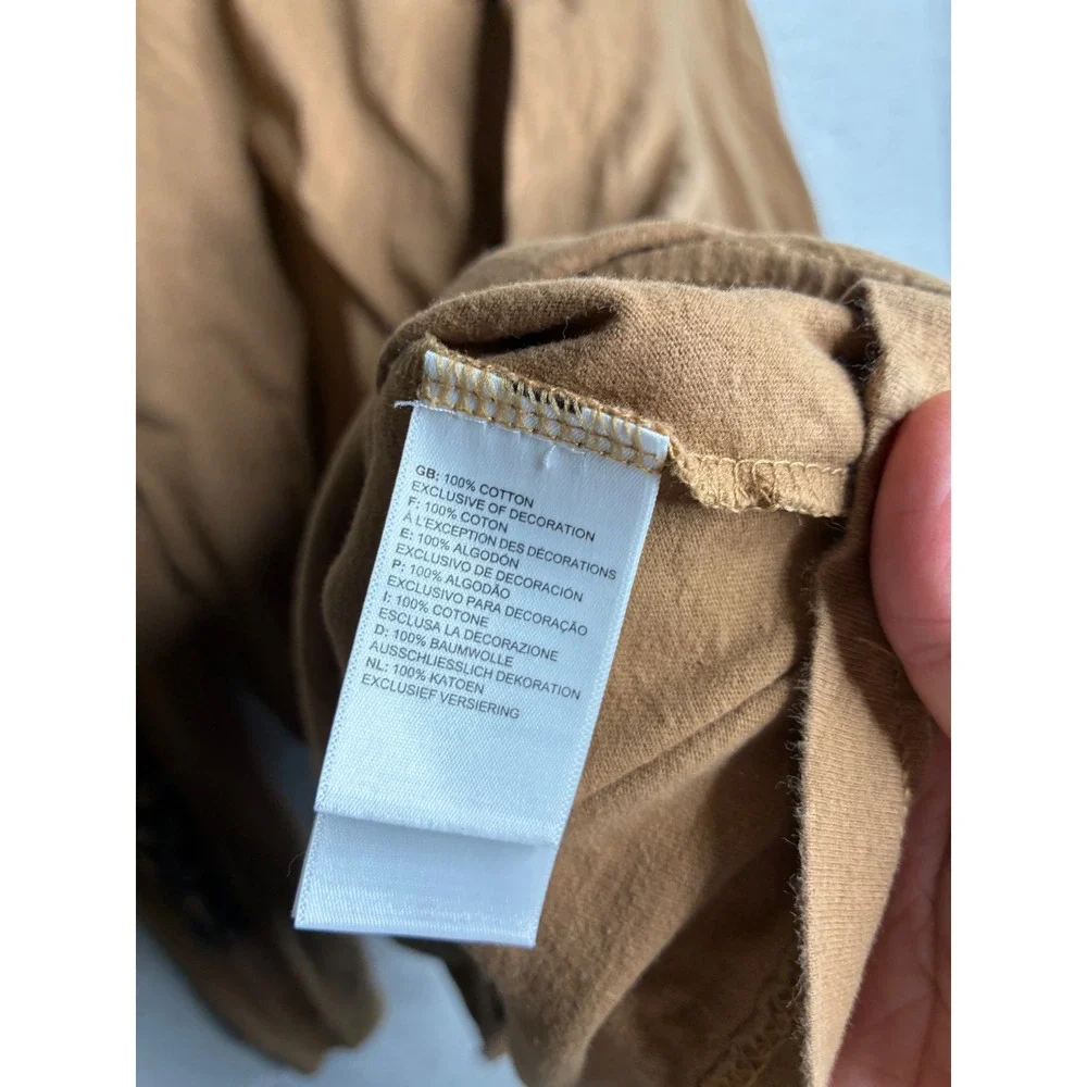 The North Face Mens XL Tan Brown Long Sleeve Graphic Logo T-Shirt Cotton Tee